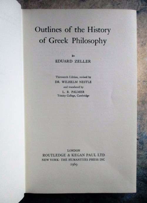 Outlines of the History of Greek Philosophy by Eduard Zeller