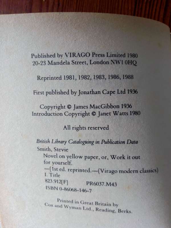 Novel on Yellow Paper by Stevie Smith (Virago Modern Classics)
