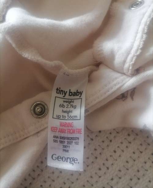 Dainty floral print babygrow with foldover mittens for tiny /prem baby