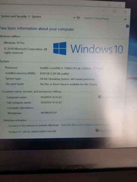 LENOVO THINKPAD T470 **CORE I5 7th Gen**8GB DDR4 RAM**512SSD**