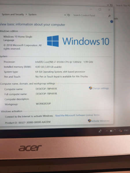 ACER SWIFT 3 **CORE I7 8th Gen**4GB DDR4 RAM**1TB HHD** LIKE NEW ***