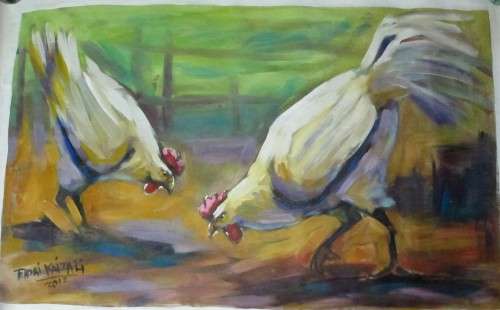 Chickens - Oil - 94x59cm