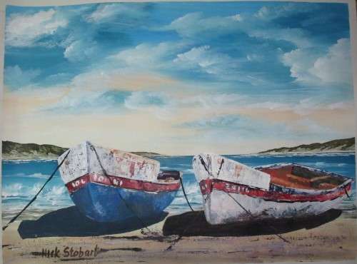 Beach view by Nick Stobart - Oil - 57x43cm