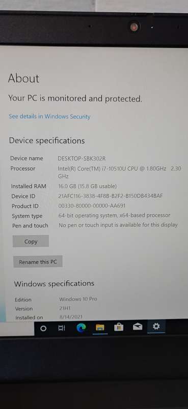 Lenovo Thinkpad L14 | Core i7  | 10th Generation | 512SSD Drive | 16GB DDR4 Ram |15" Full HD Display