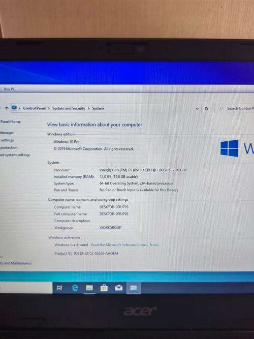 Acer TravelMate P215-52 | Core i7 | 10th Gen | 512SSD | 12GB Ram | 15" HD Display