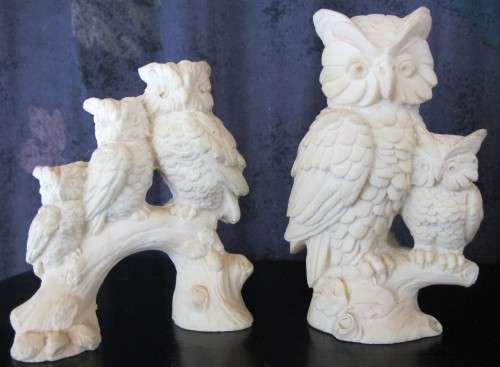 BOX SPECIAL - VINTAGE A. SANTINI RESIN OWL SCULPTURES