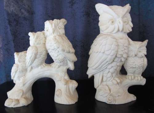 BOX SPECIAL - VINTAGE A. SANTINI RESIN OWL SCULPTURES