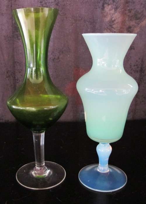 VINTAGE GLASS ORNAMENTS and VASES