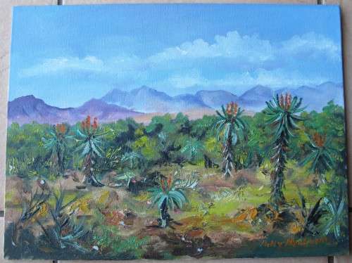 Aloe Patch - Oil Painting by Patty Mynhardt