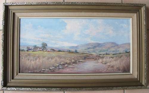 LANDSCAPE WITH COTTAGE - ACRYLIC FREAMED PAINTING