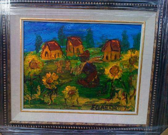 F Claerhout Size 350 x 450  "Boy collecting wheat" re-listed