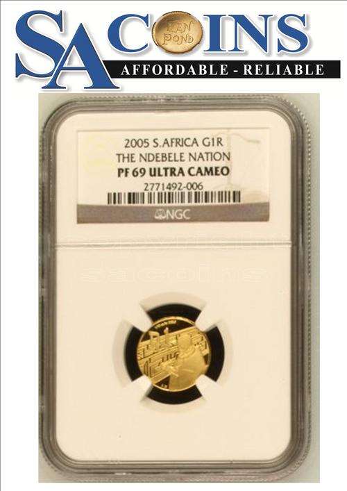 RAREST **PF69 UC**---2005 CULTURAL GOLD 1/10TH **PF69 UC** NDEBELE NATION** NGC GRADED--VALUE -R3500