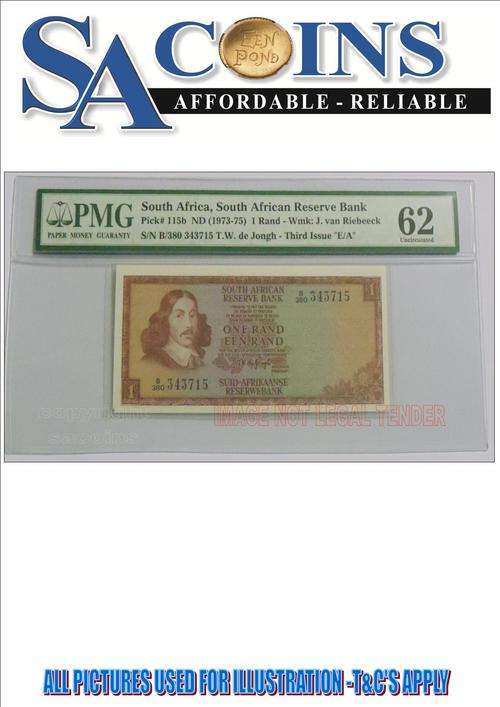 #NOTE - COLLECTION# SOUTH AFRICAN BANK NOTE -PICK 115-- 1973- 1975- J. VAN RIEBEECK --UNC 62