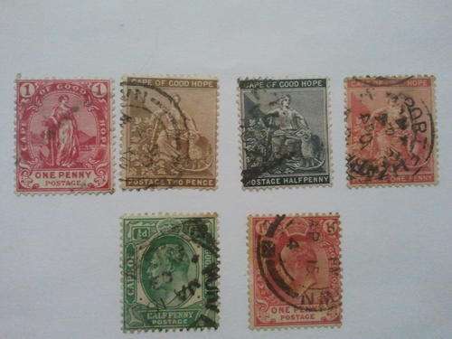 used - 1885 CAPE OF GOOD HOPE ASST. STAMPS X 6 @ R1 !!