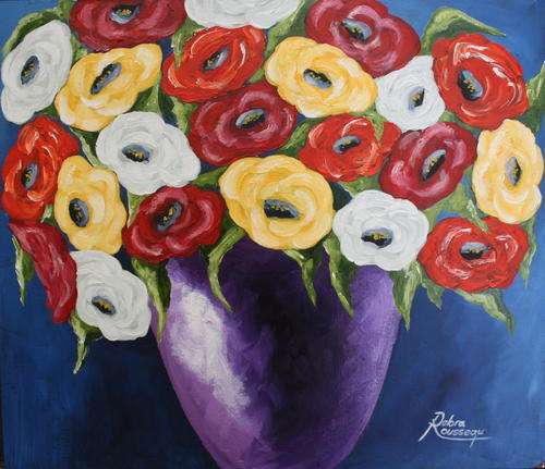 DEBRA ROUSSEAU  " Funky Flowers 2"  "Crazy low price " -Original direct from Artist