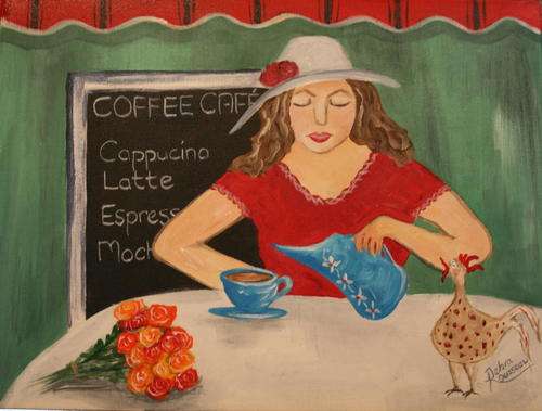 DEBRA ROUSSEAU  "A cuppa Coffee" original  direct from artist
