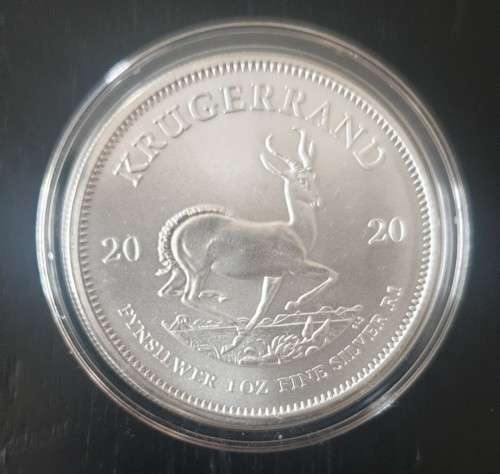 One Ounce 2020 Bullion Silver Krugerrand includes capsule