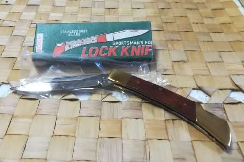 VINTAGE POCKET KNIFE FOLDING BLADE LOCK SPORTSMANS STAINLESS STEEL CASE BOX WOOD