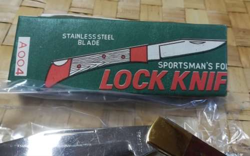 VINTAGE POCKET KNIFE FOLDING BLADE LOCK SPORTSMANS STAINLESS STEEL CASE BOX WOOD