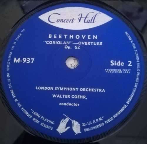 BEETHOVEN OVERTURES EGMONT CORIOLIN 45RPM RECORD