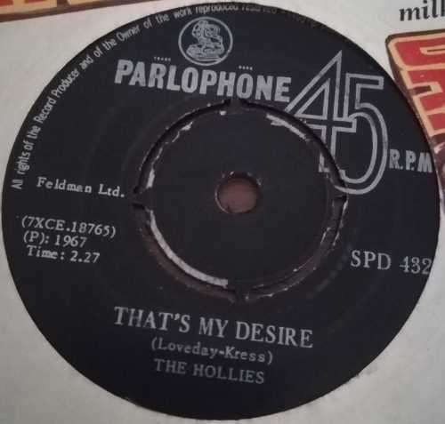 THE HOLLIES - MICKEY`S MONKEY 45RPM RECORD