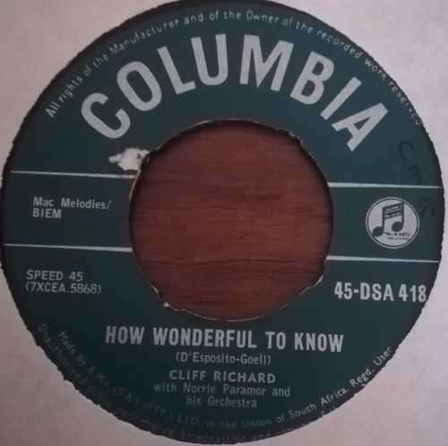 CLIFF RICHARD - LESSONS IN LOVE 45RPM RECORD