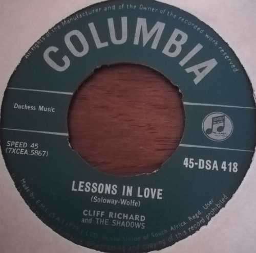 CLIFF RICHARD - LESSONS IN LOVE 45RPM RECORD