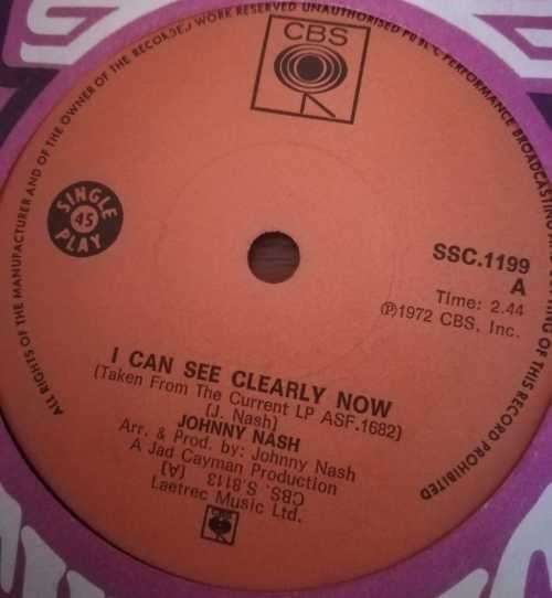 JOHNNY NASH - I CAN SEE CLEARLY NOW 45RPM RECORD