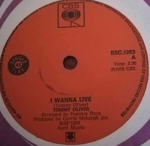TOMMY OLIVER - I WANNA LIVE 45RPM RECORD