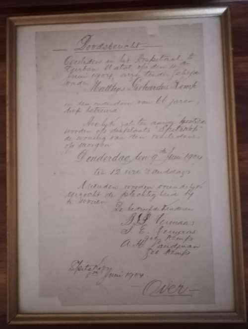 Rare Doodsbericht 1904