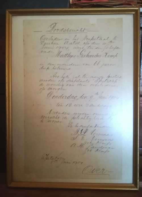 Rare Doodsbericht 1904