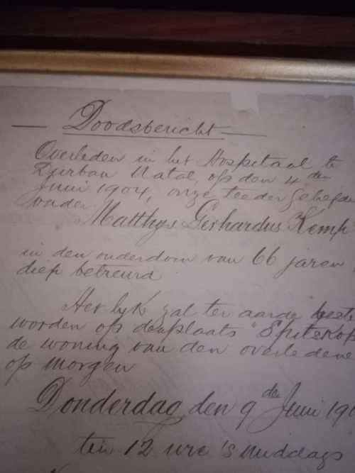 Rare Doodsbericht 1904