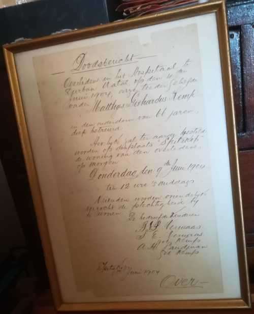 Rare Doodsbericht 1904