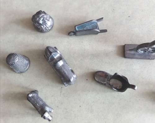 Vintage metal monopoly pieces x 10.