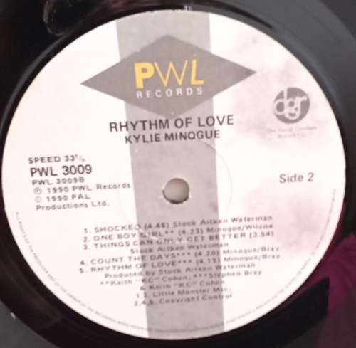 KYLIE - RYTH OF LOVE LP VINYL RECORD