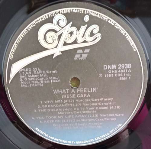 Irene Cara - What a feeling LP vinyl record.