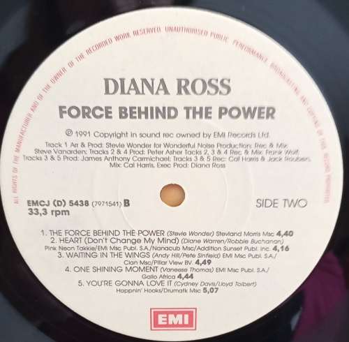 Diana Ross - Force behind the power LP vinyl record.