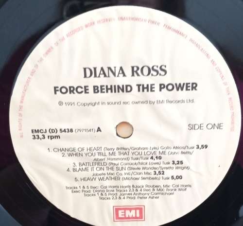 Diana Ross - Force behind the power LP vinyl record.
