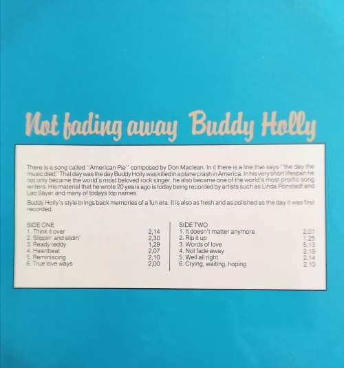Buddy Holly - Not Fading Away LP Vinyl Record