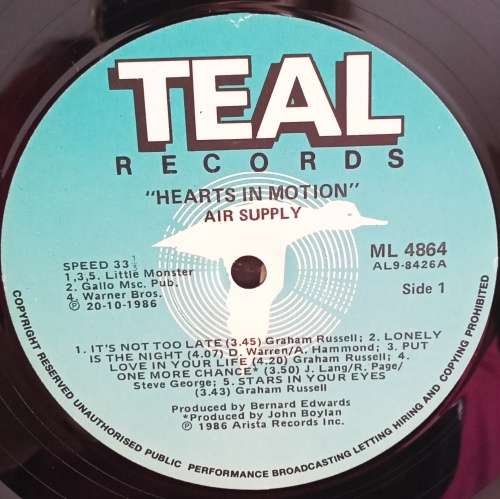 Air Supply - Hearts in motion LP Vinyl Record