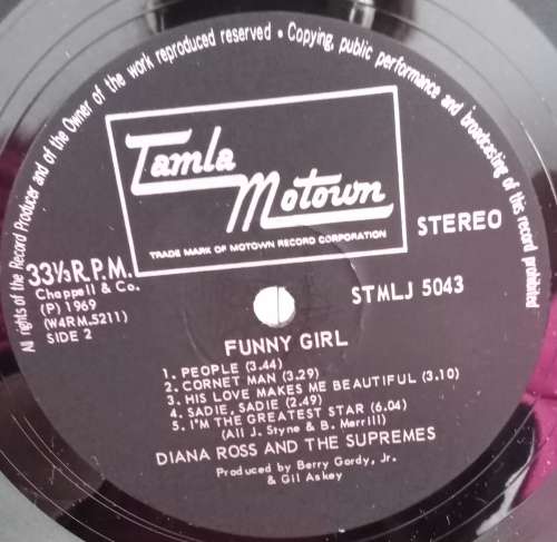 Diana Ross & The Supremes - Funny girl LP Vinyl Record