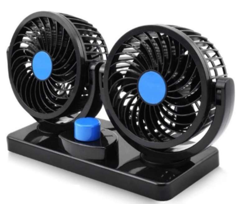 *Electric Car Fan* Dual Head 2 Speed 12V Air Circulator plus *2 Port USB Adapter*