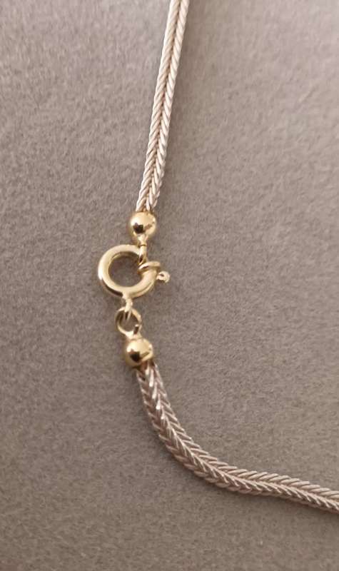 Sterling Silver & 18ct Gold Moonstone & Pearl Necklace. 10.68g