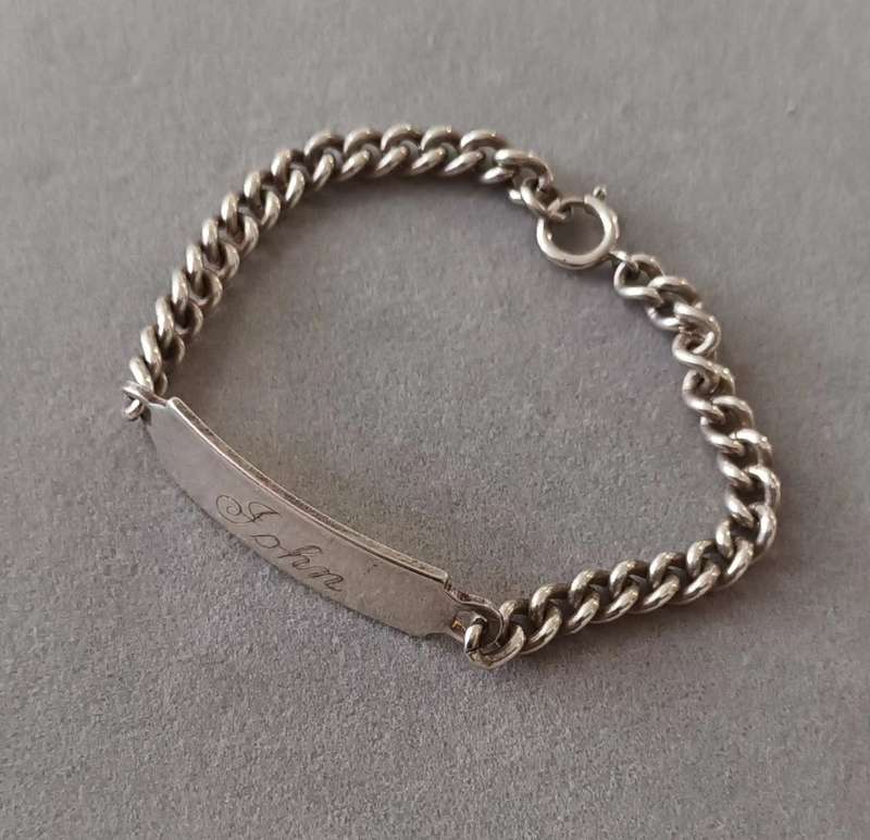 Alpaca Stainless Steel Bracelet for men. Name on it `John`. 19.3g. 40cm. 5mm.