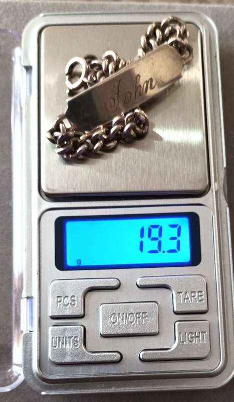 Alpaca Stainless Steel Bracelet for men. Name on it `John`. 19.3g. 40cm. 5mm.