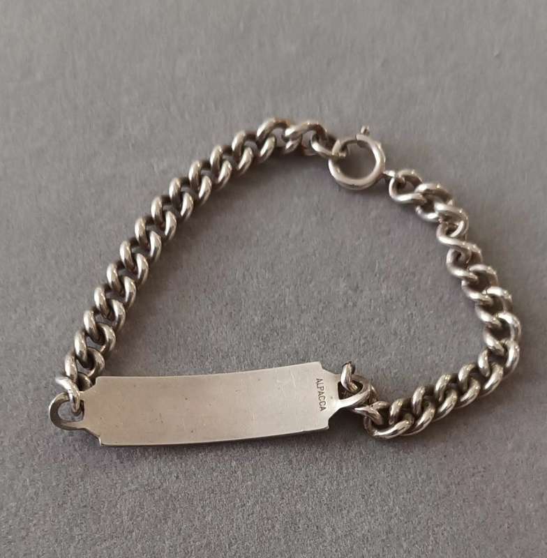Alpaca Stainless Steel Bracelet for men. Name on it `John`. 19.3g. 40cm. 5mm.
