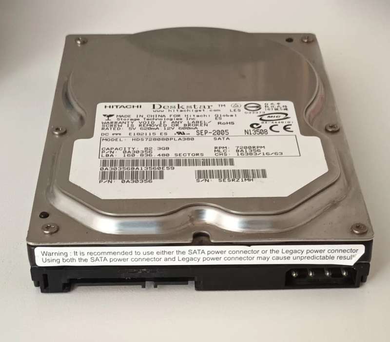 Hitachi Deskstar Sata Harddrive 82.3GB