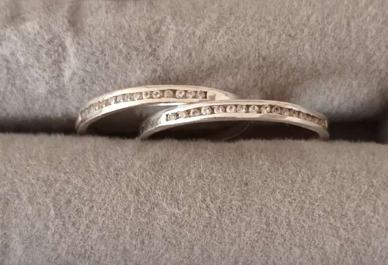 Sterling Silver Half Eternity Rings x2. 2.1g. Size N & size O.