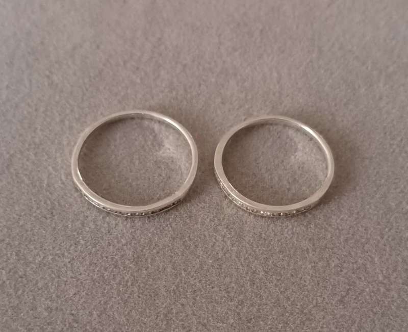 Sterling Silver Half Eternity Rings x2. 2.1g. Size N & size O.