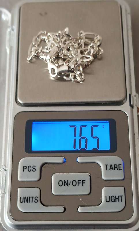 STERLING SILVER FIGARO NECKLACE. 4mm. 7.65g. 44cm.